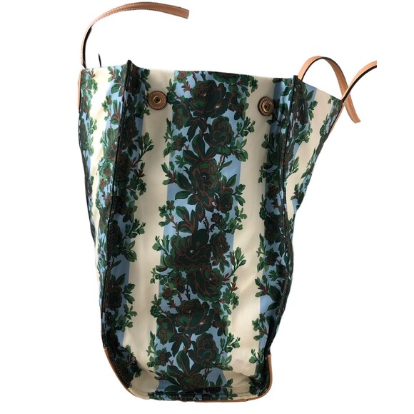 Tory Burch Ella Logo Prints Large Nylon Tote Rayure Fleurie New w/tag Authentic - Picture 5 of 7